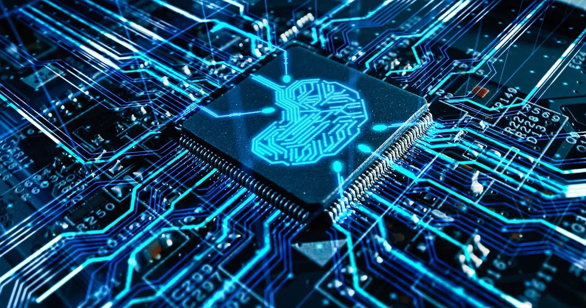 Circuit Board CPU Processor Microchip Starting Artificial Intelligence Visualisation of Neural Networking